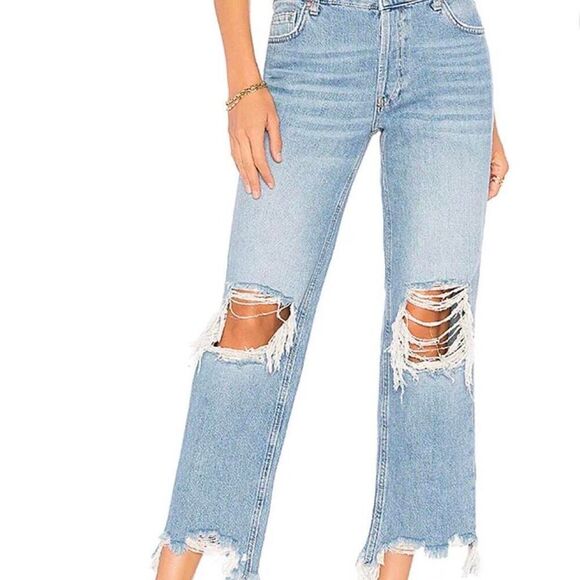 Free People Denim - Free People Maggie Straight Distressed Ankle Jeans Women’s Size 29